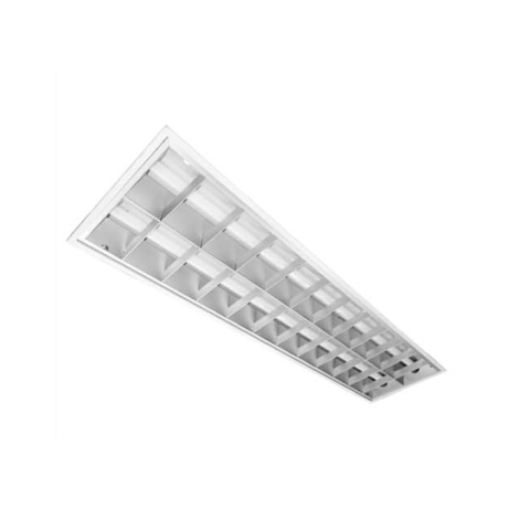 Luminaria de rejilla para empotrar 2x36W T8 6500K con equipo EBC M2 para oficinas
