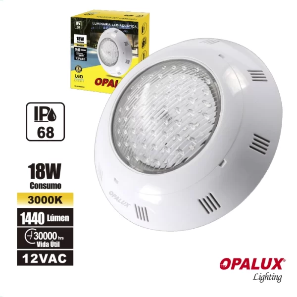 Luminaria LED Acuática Opalux OP-SB24520WW 18W 3000K 1440 Lm IP68