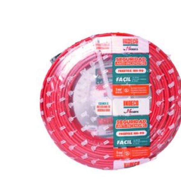 Conductor eléctrico INDECO FREETOX NH-90 4mm color rojo, cable libre de halógenos de alta seguridad para 750V.