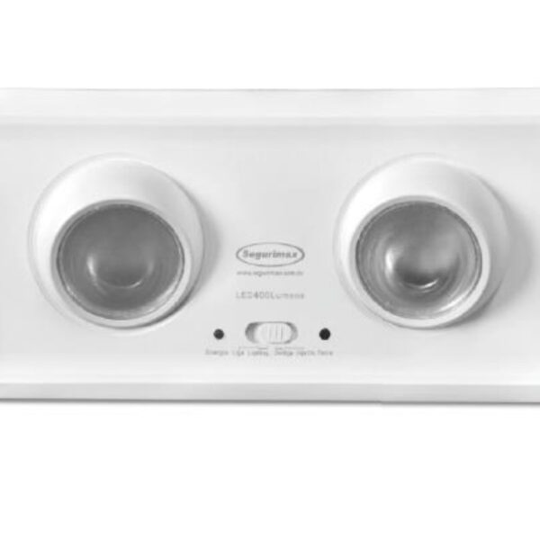 Luminaria de emergencia LED Segurimax 4.8W con 400 lúmenes, 2 faros ajustables, 3 horas de autonomía y protección IP20 para interiores