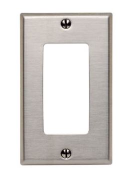 Placa simple de acero inoxidable tipo 430 Leviton 84401-40 para línea Decora.