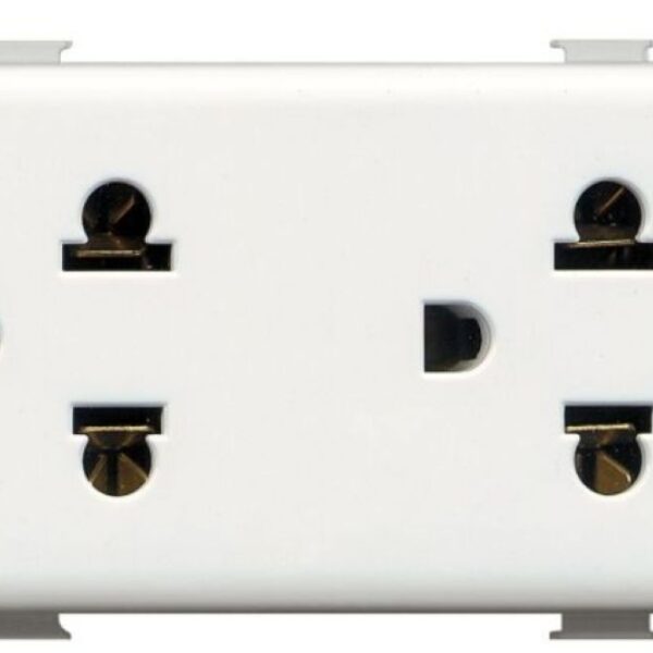 Dado tomacorriente universal doble Bticino Matix AM5025DWT blanco 2P+T 16A 250V de 3 módulos