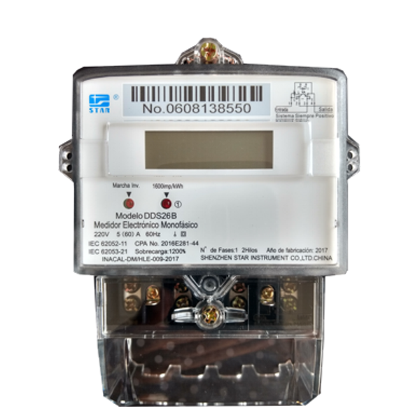 Medidor eléctrico monofásico digital STAR DDS26B 2H 5(60)A 220VAC con pantalla LCD de alta precisión