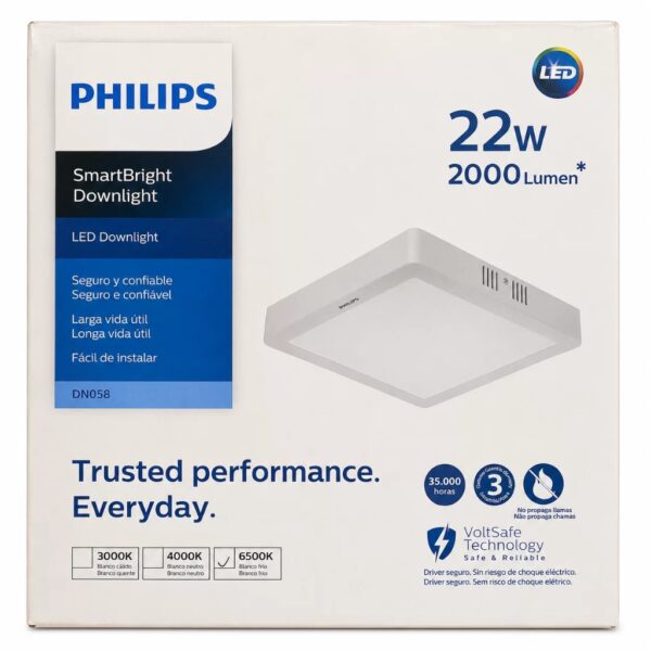 Downlight LED Cuadrado 22W 6500K Philips SmartBright DN058