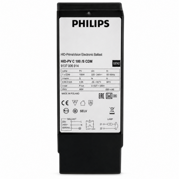 Balastro electronico Philips HID-PV C 150/ I CDM negro