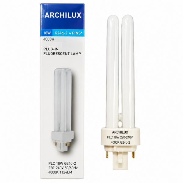 Lampara fluorescente compacta Archilux PLC 18W G24q-2 blanca