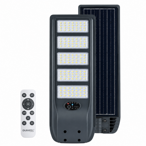 Luminaria solar Duratel DT-ES02-600W con panel monocristalino y control remoto