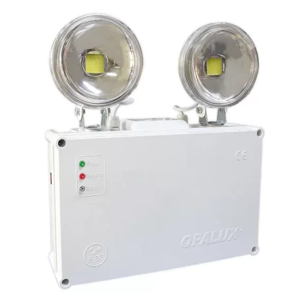 Lampara de emergencia Opalux OP-9965C de 40W IP65 industrial con dos faros LED y batería de 3 horas de autonomía