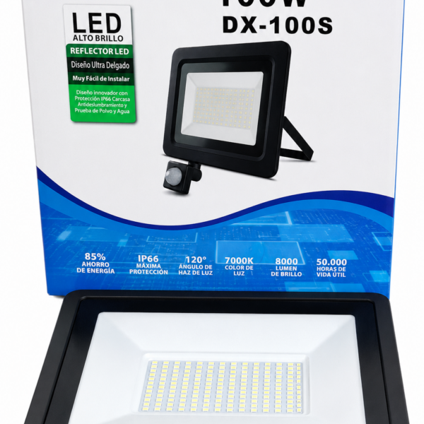 Reflector LED DX-100S 100W Sensor de Movimiento Cubull