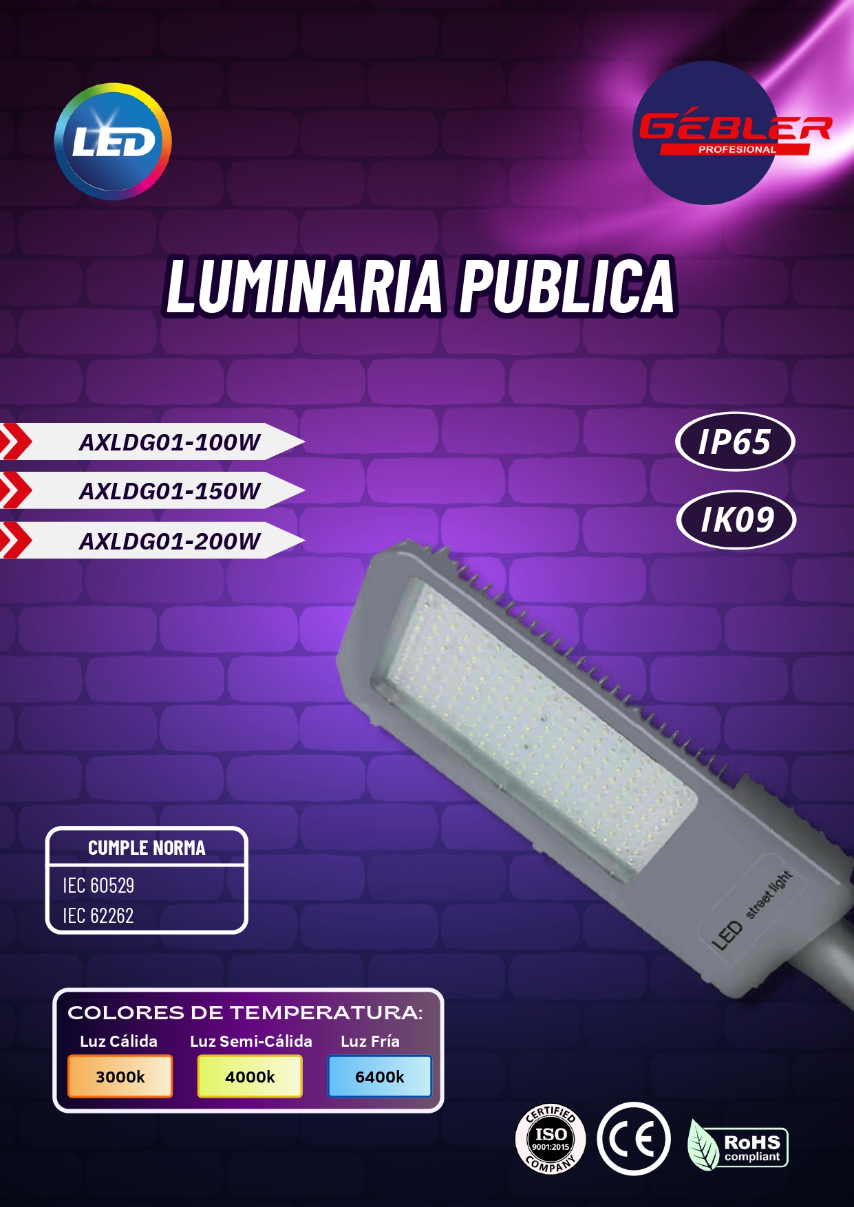 protección ip65 ik08 luminarias