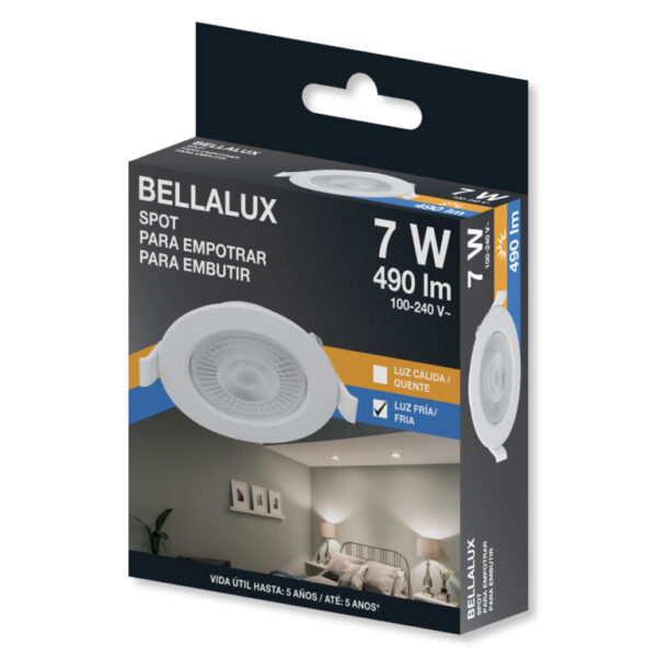 Spot LED empotrable 7W 6500K Bellalux redondo blanco