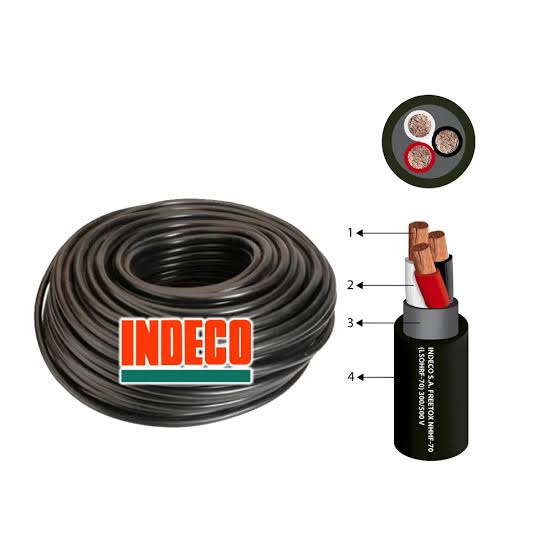 Cable vulcanizado Indeco NPT 3x4 AWG de cubierta negra